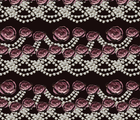 roses and pearls lined on black fabric by kociara on Spoonflower - custom fabric