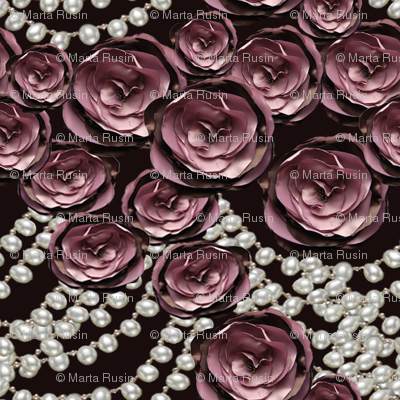 roses and pearls layered on black
