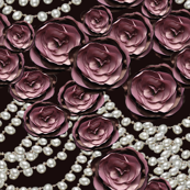 roses and pearls layered on black