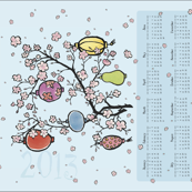 2013 Calendar Tea Towel ll- Cherry Blossoms & Paper Lanterns 