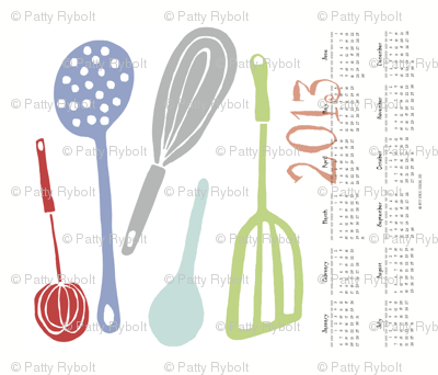  Magic Kitchen Tools (multi) -- 2013 Tea Towel Calendar 