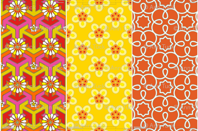 Three 16" pillows in 1 yard - Orange Geometric