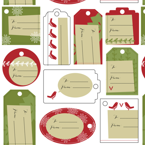 Red Bird Gift Tags fabric by jenimp on Spoonflower - custom fabric