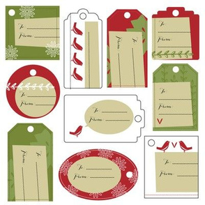 Red Bird Gift Tags