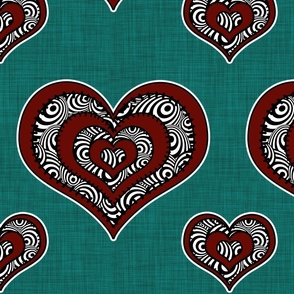 Voodoo Hearts on teal large