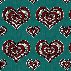 Voodoo Hearts on teal medium