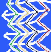 Hand Drawn Arrows on Blue