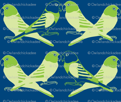 Botanic & Birds - Flock-Dk Blue, Green