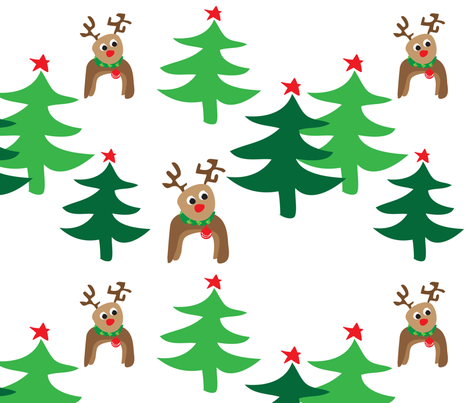 Reindeers and Christmas Trees fabric by lesrubadesigns on Spoonflower - custom fabric