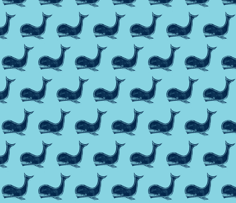 teal and navy whale fabric by union_studio on Spoonflower - custom fabric
