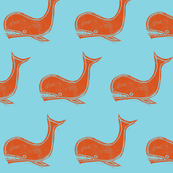 teal and red whale