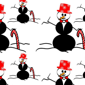 Snowman in Black with Bowtie and Tophat