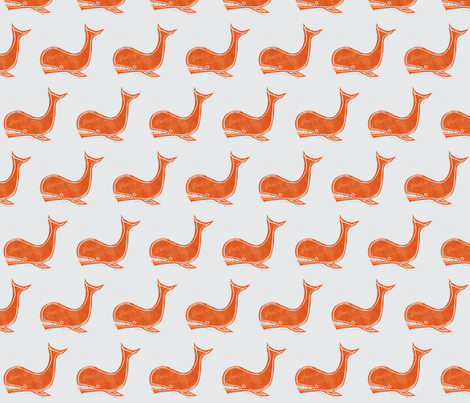 whale-orange grey fabric by union_studio on Spoonflower - custom fabric