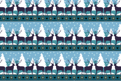 Reindeers in the snow fabric by kezia on Spoonflower - custom fabric