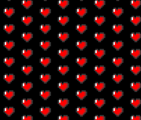 Zelda Pixel 8-Bit Heart - Black fabric by vanityblood on Spoonflower - custom fabric