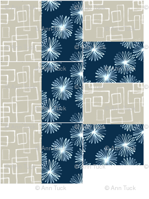 Five Reversible Placemats - Japanese Brush