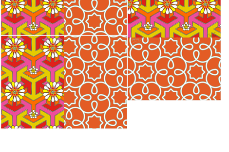 Five Reversible Placemats - Orange Geometric fabric by anntuck on Spoonflower - custom fabric