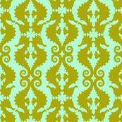 Seahorse Half-drop: Olive & Mint