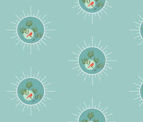 Seafoam snowflake winter bird fabric by langdon on Spoonflower - custom fabric