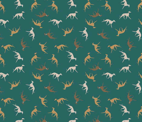 sighthound with collar- emerald fabric by lobitos on Spoonflower - custom fabric