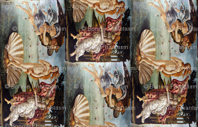 Seamless half-drop repeat: Sandro Botticelli - Birth of Venus