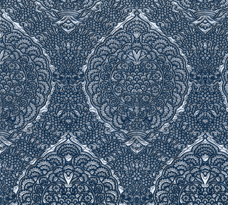 Queen Margareta's Silver Gown Brocade Imitation fabric by bonnie_phantasm on Spoonflower - custom fabric