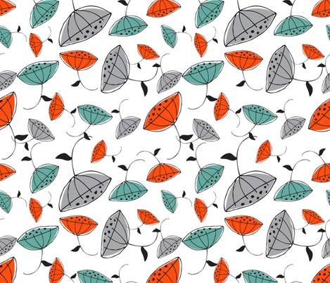 Woodland_Retro_Flowers fabric by emilyannstudio on Spoonflower - custom fabric