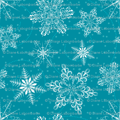 Large Snowflakes On Blue