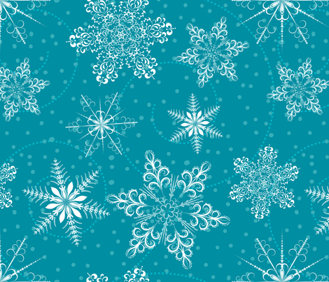 Large Snowflakes On Blue fabric by diane555 on Spoonflower - custom fabric