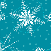 Large Snowflakes On Blue
