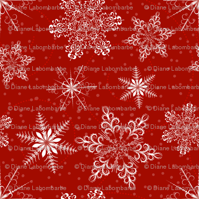 Large Snowflakes On Red