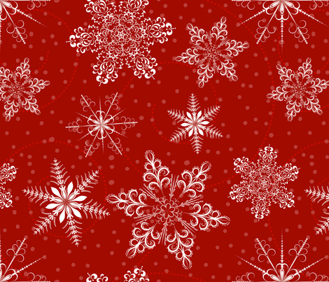 Large Snowflakes On Red fabric by diane555 on Spoonflower - custom fabric
