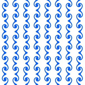 Swirly Stripes  -white & blue