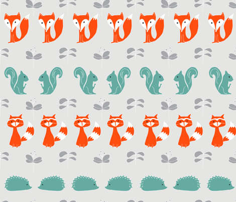 Woodland Creatures on Grey fabric by emilyannstudio on Spoonflower - custom fabric