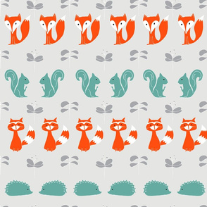 Woodland Creatures on Grey