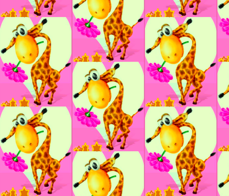 giraffe and flower fabric by pinky39 on Spoonflower - custom fabric