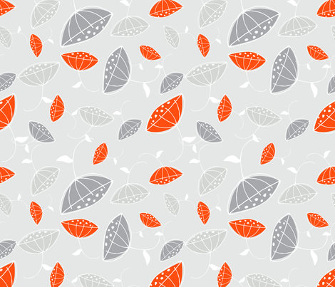 Modern Flowers on Grey fabric by emilyannstudio on Spoonflower - custom fabric