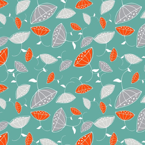 Modern Flowers on Turquoise