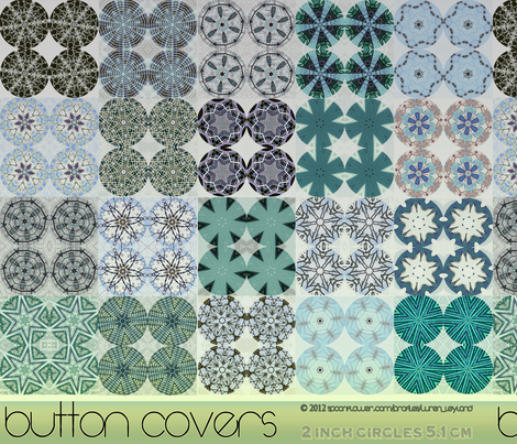 Button Cover Urchin Green and Blue fabric by wren_leyland on Spoonflower - custom fabric