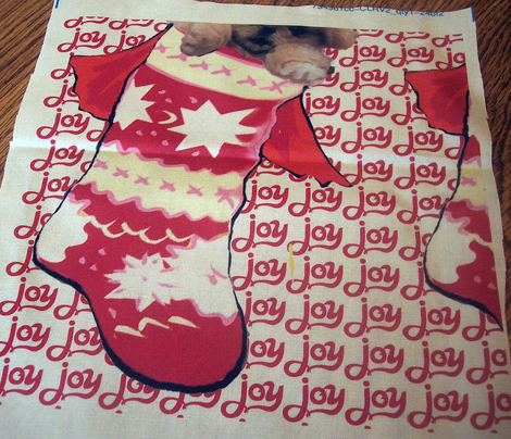 Pekingese Puppy In Christmas Stocking fabric