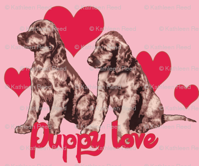 Irish Setter Puppies and Hearts