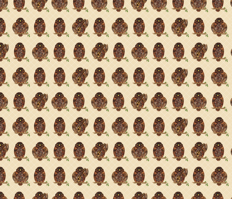 Cute Cartoon Owl On A Branch  fabric by diane555 on Spoonflower - custom fabric