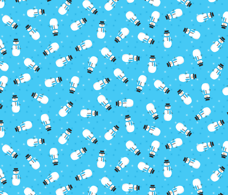 Pop Snowmen (Blue) fabric by robyriker on Spoonflower - custom fabric