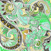 Paisley and Hearts Caught in an Ornate Web of Mint Ice Cream