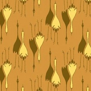 Cranes-  pumpkin, brown, yellow