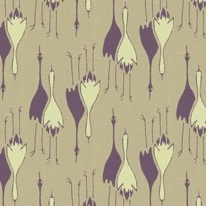 Cranes- purple, putty, off-white