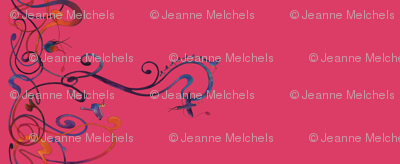 Art Nouveau hummingbird pink