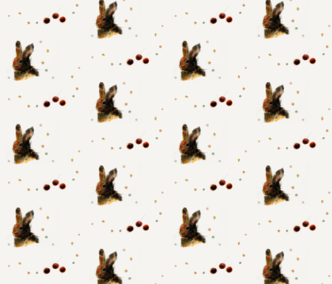 Bunny and Cherries fabric by mayuko on Spoonflower - custom fabric