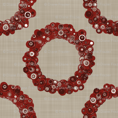 Button Wreath - Red & Tan