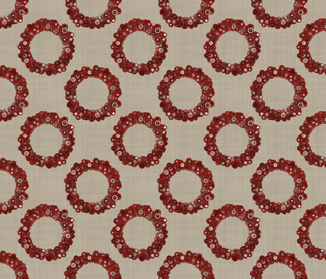Button Wreath - Red & Tan fabric by dianef on Spoonflower - custom fabric